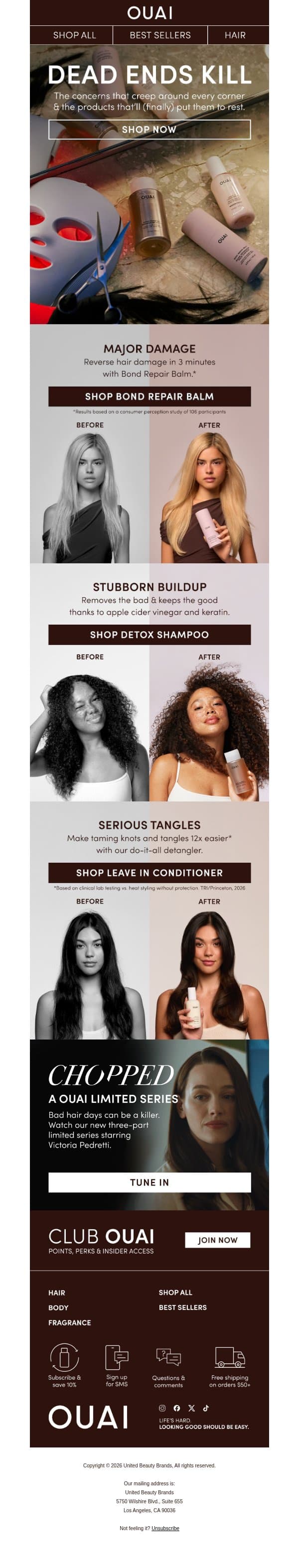 Your ends are near ✂️ email from OUAI screenshot