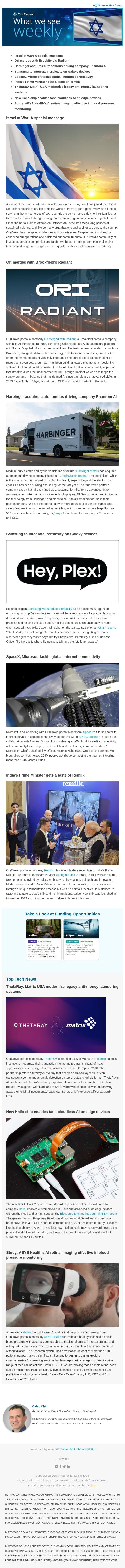 Israel at War: A special message email from OurCrowd screenshot