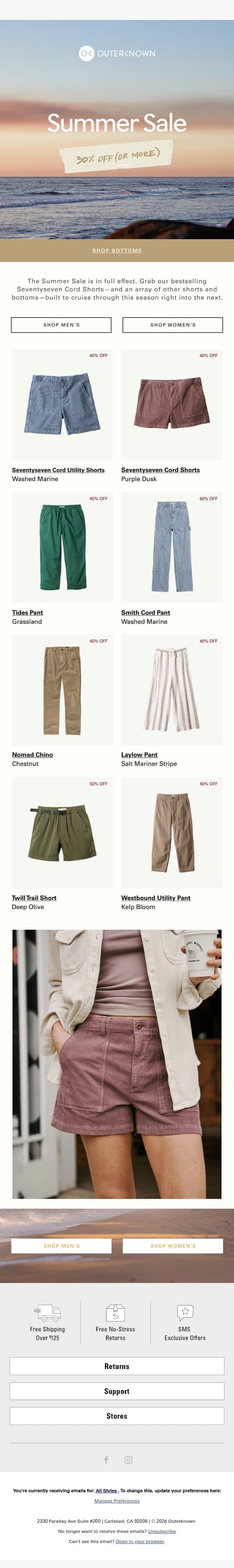 Your Favorite Cords, 30% Off Or More email from Outerknown screenshot