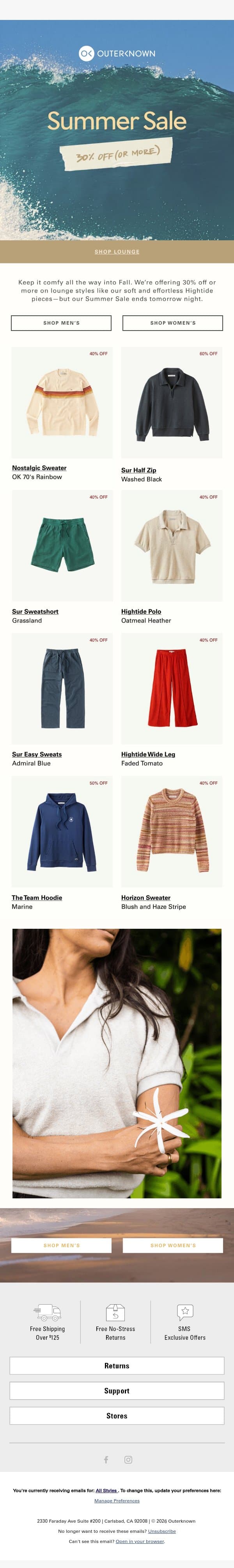 Our Summer Sale Ends Tomorrow email from Outerknown screenshot