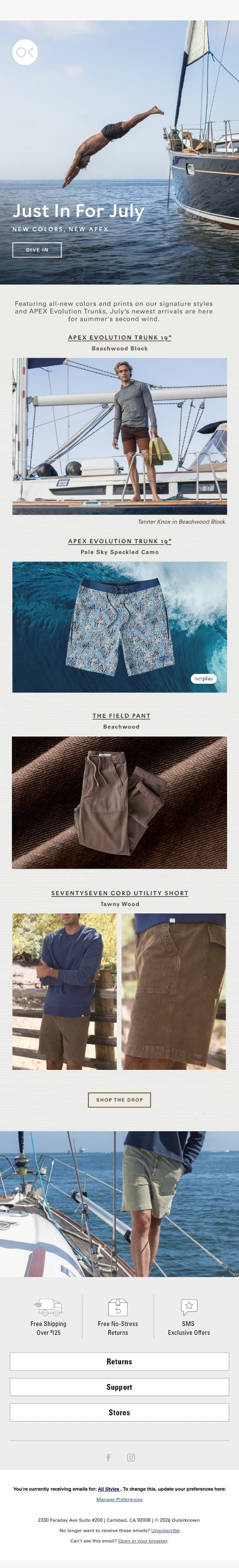 Just In For July email from Outerknown screenshot