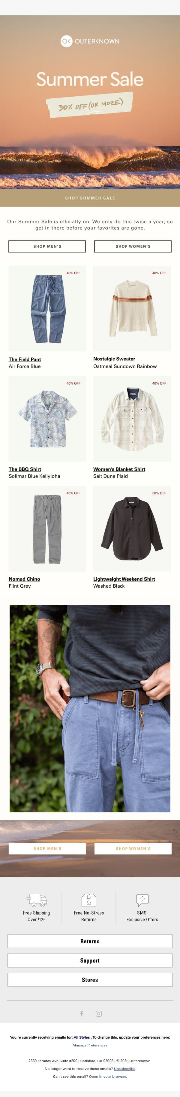 30% Off (Or More!) Sale email from Outerknown screenshot