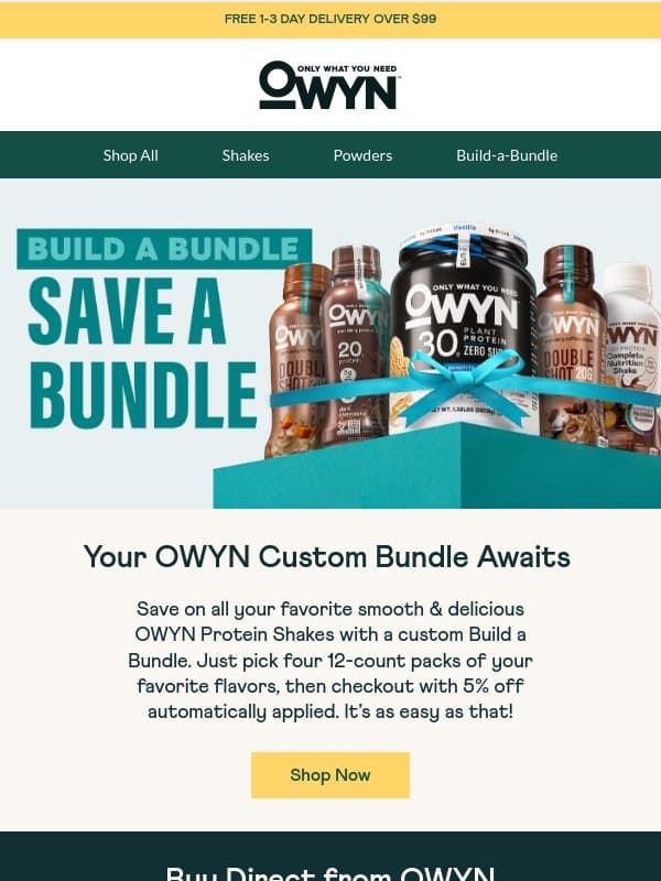 Your perfect bundle start here with 5% off email from OWYN