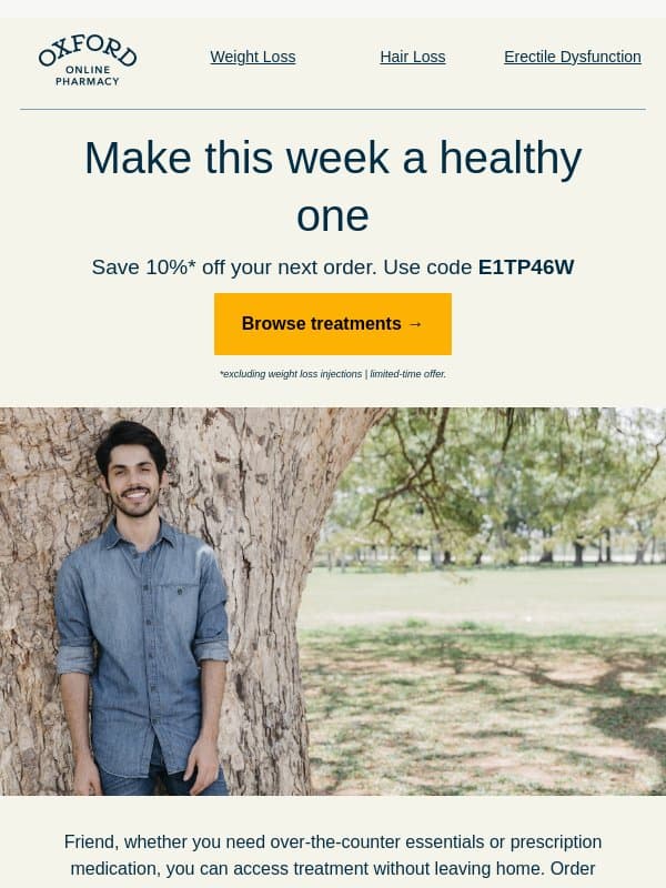 Hay fever, HRT, skin health & more email from Oxford Online Pharmacy