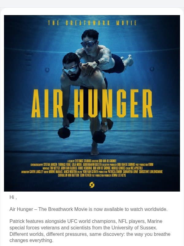 Air Hunger Is Out Now email from Oxygen Advantage