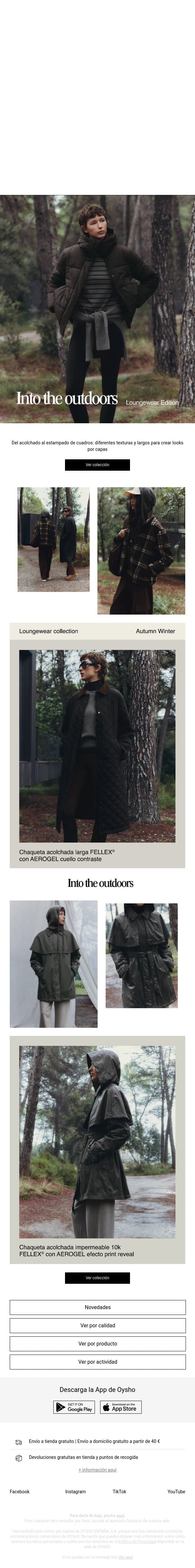 New in | Loungewear Collection email from Oysho screenshot
