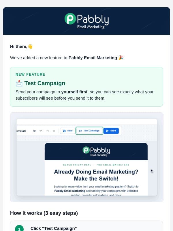 🚀 Send a Test Email Before Your Campaign Goes Live email from Pabbly Email Marketing