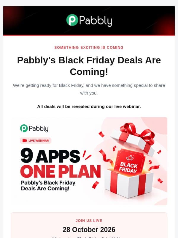 Join Pabbly’s Black Friday Sale Webinar! 🎉 email from Pabbly Email Marketing