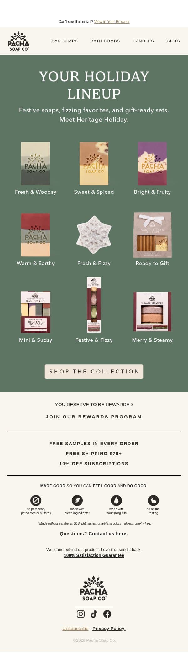 You’re going to want these. email from Pacha Soap Co. screenshot