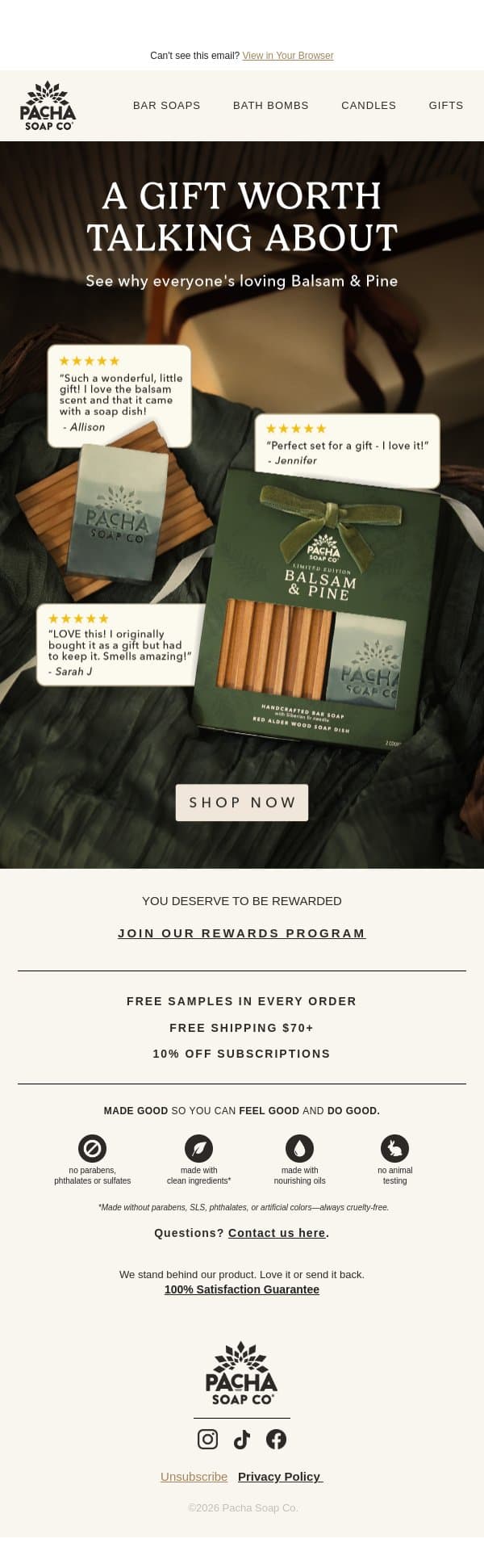 We Have a Little Problem… email from Pacha Soap Co. screenshot