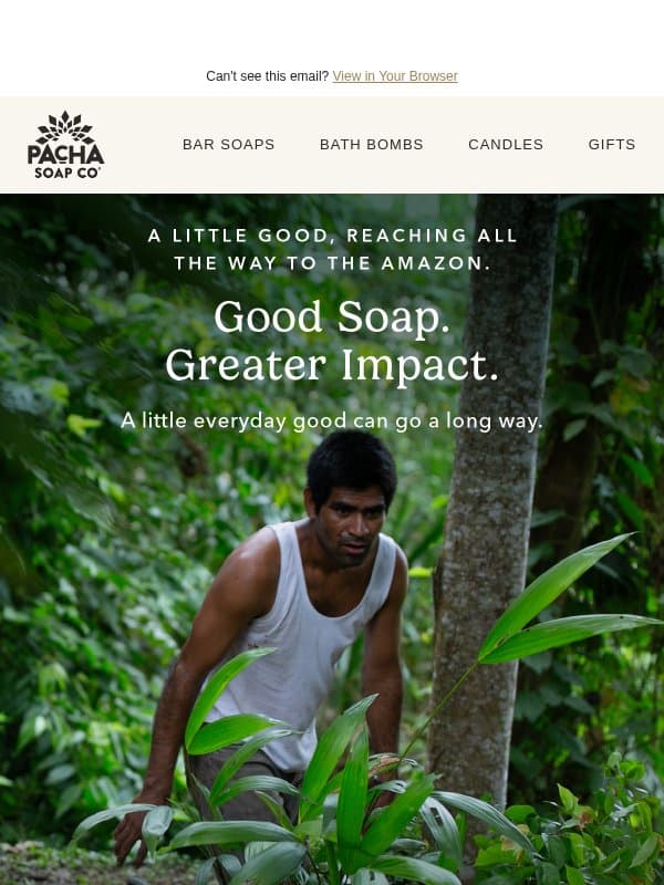 Your soap has a story to tell email from Pacha Soap Co.