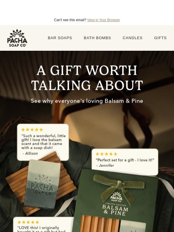We Have a Little Problem… email from Pacha Soap Co.