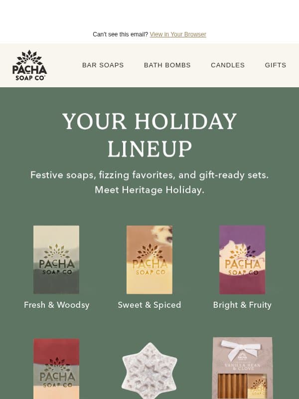 You’re going to want these. email from Pacha Soap Co.
