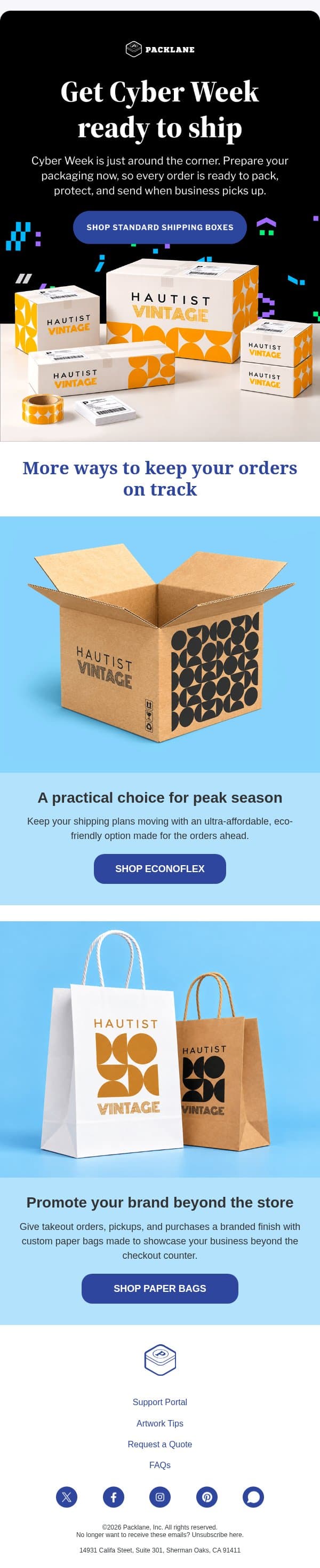 Pack your way into a successful Cyber Week email from Packlane screenshot
