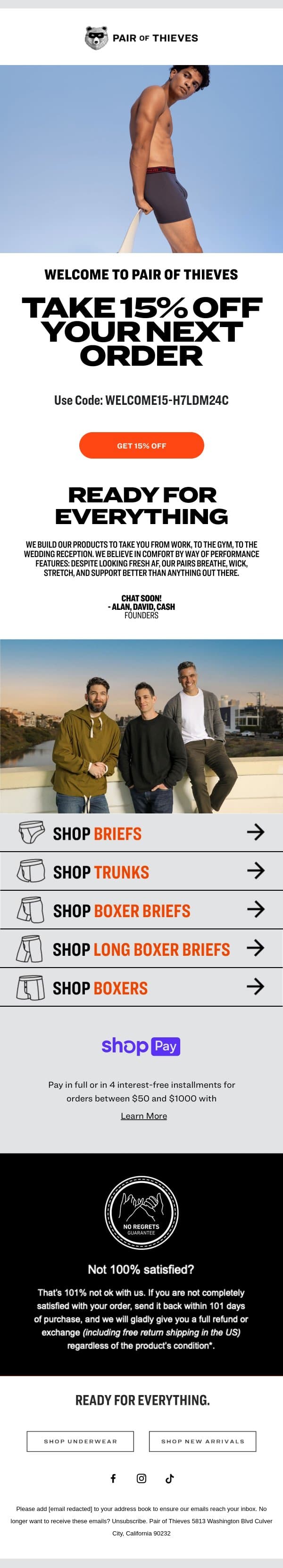 We're pumped you're here! email from Pair of Thieves screenshot