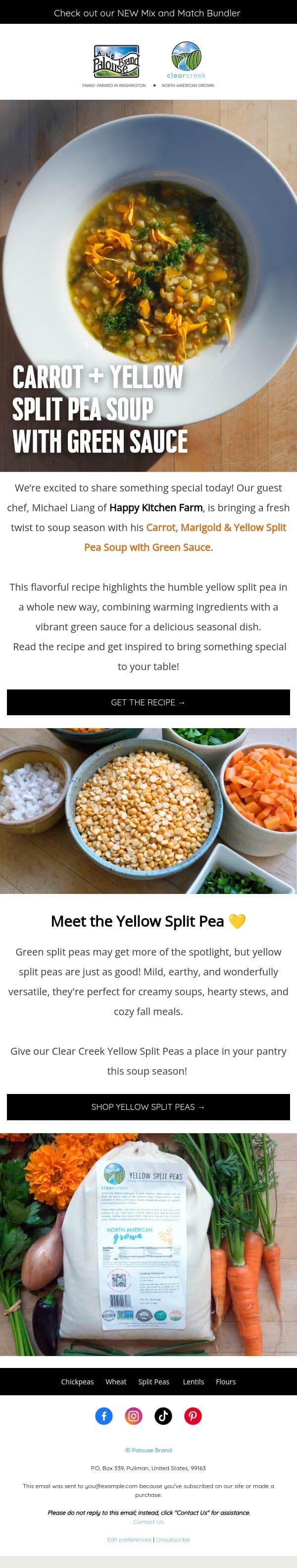 Guest Chef Michael Liang's Delicious New Recipe! email from Palouse Brand screenshot