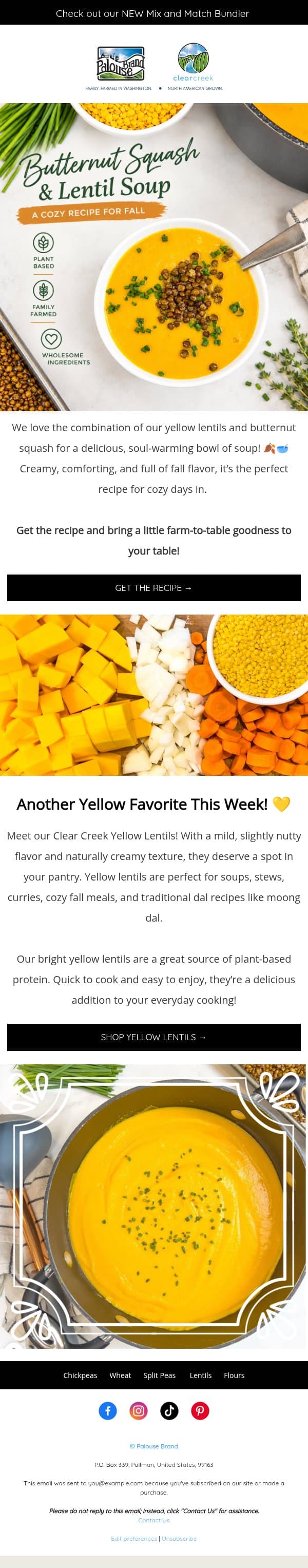 A Cozy Bowl of Fall 🍂 email from Palouse Brand screenshot