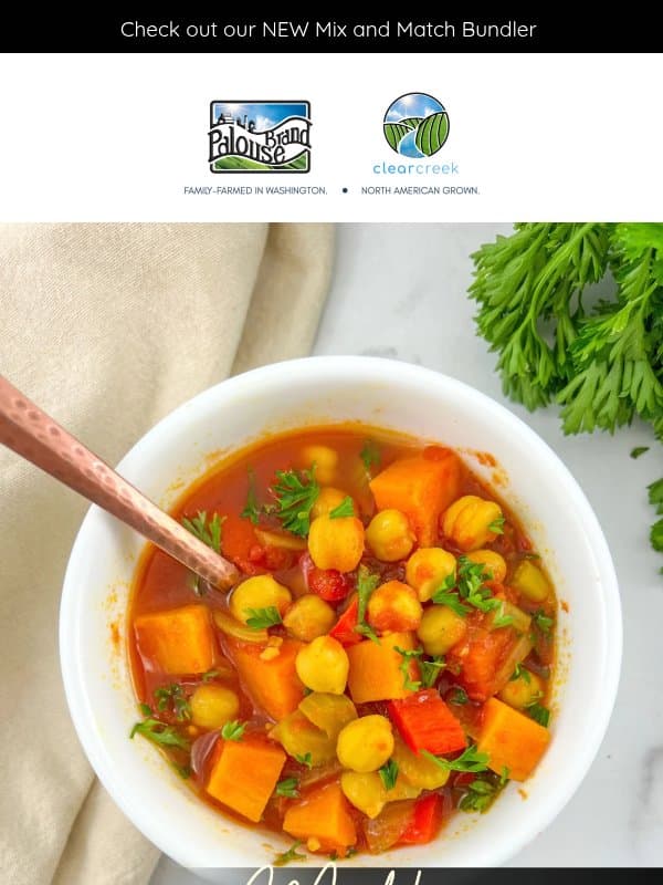 🥣 Soup for the Soul: Mediterranean Chickpea Soup 🌿 email from Palouse Brand