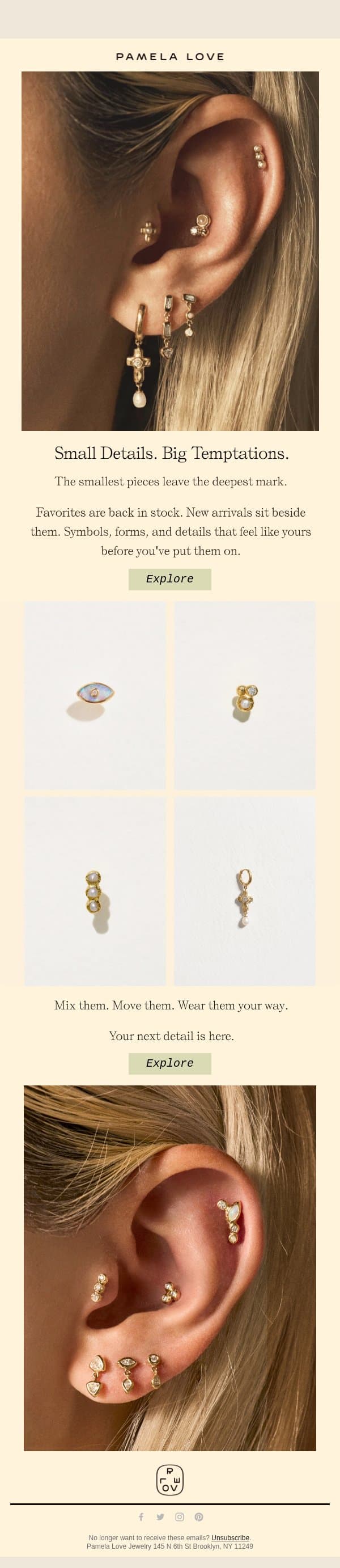 New arrivals are here email from Pamela Love screenshot