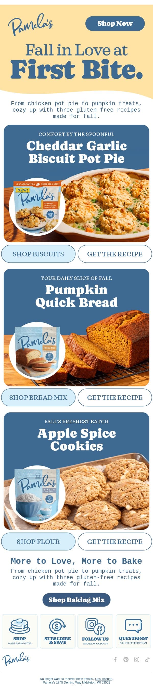 Your weekend needs these 3 fall recipes π email from Pamela's Products screenshot