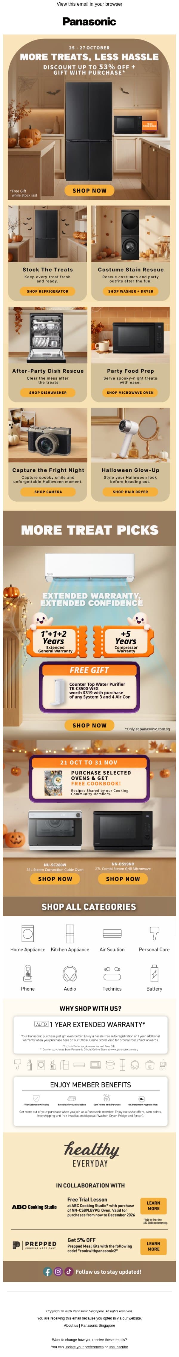 Don’t Miss These Spooktacular Panasonic Deals! email from Panasonic USA screenshot