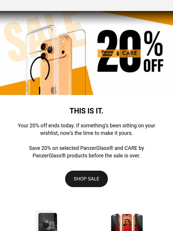 LAST CHANCE: 20% OFF ⏰ email from PanzerGlass