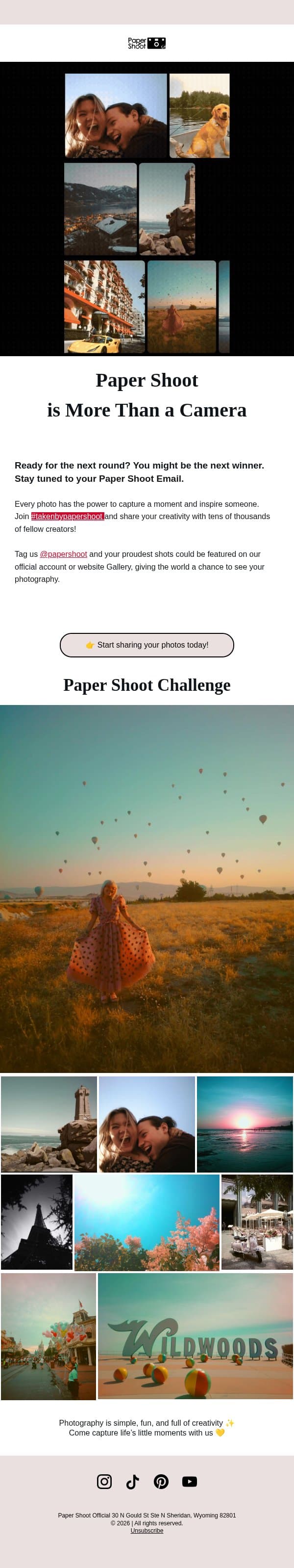 Join @papershoot #takenbypapershoot! Let’s Create 📸 email from Papershoot screenshot