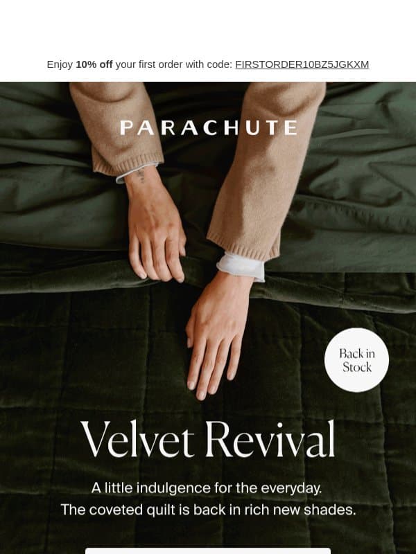 IT'S BACK email from Parachute Home