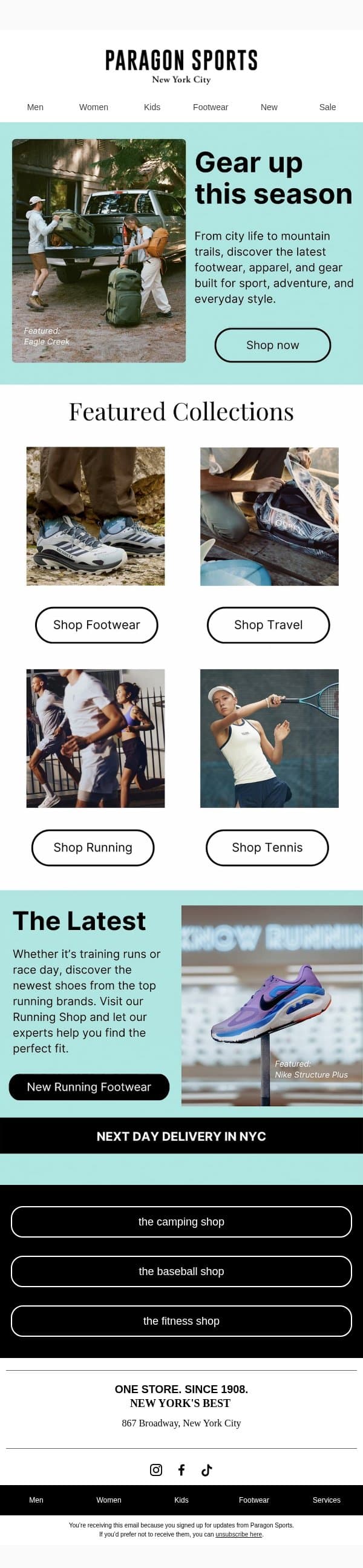 Shop the Season’s Essentials email from Paragon Sports screenshot