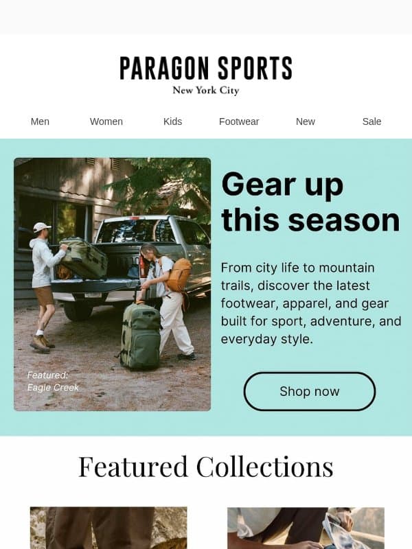 Shop the Season’s Essentials email from Paragon Sports