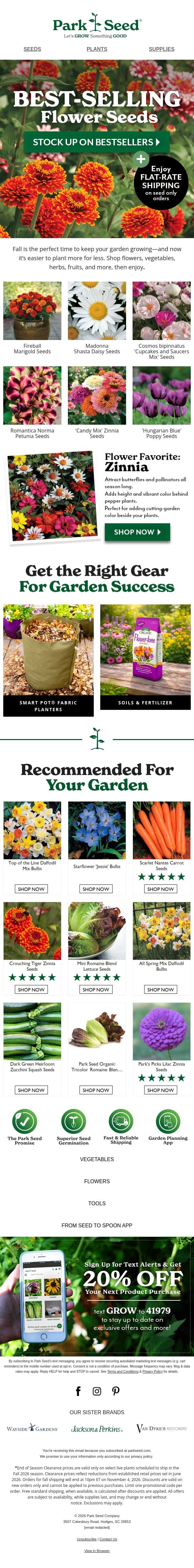 Best-Selling Flowers. BIG Bloom Energy! email from Park Seed screenshot