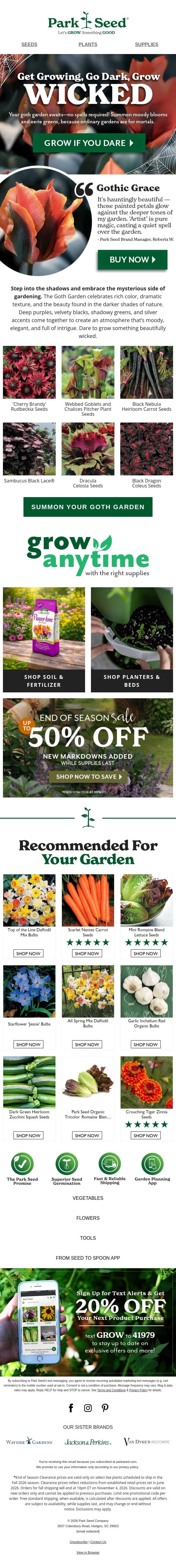All Treats, No Tricks—Just Garden Deals 🎃 email from Park Seed screenshot