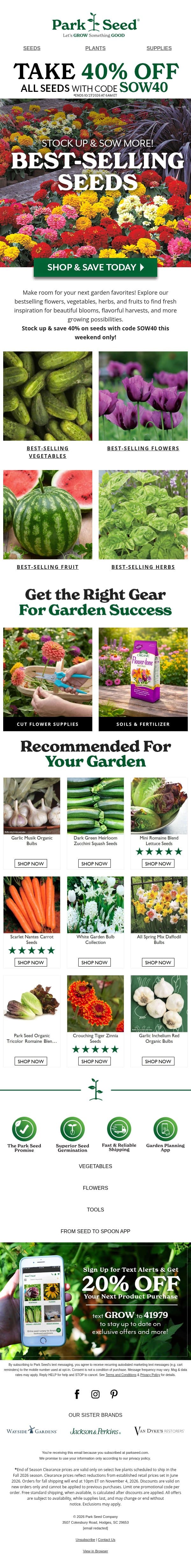 Your Garden Called. It Wants Our Bestsellers.๐ email from Park Seed screenshot