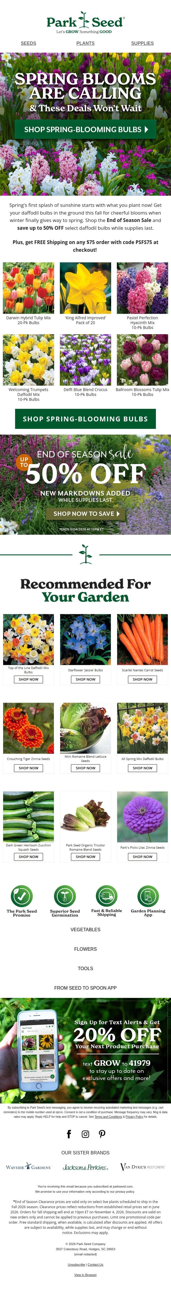 🌼 Up to 50% OFF! email from Park Seed screenshot