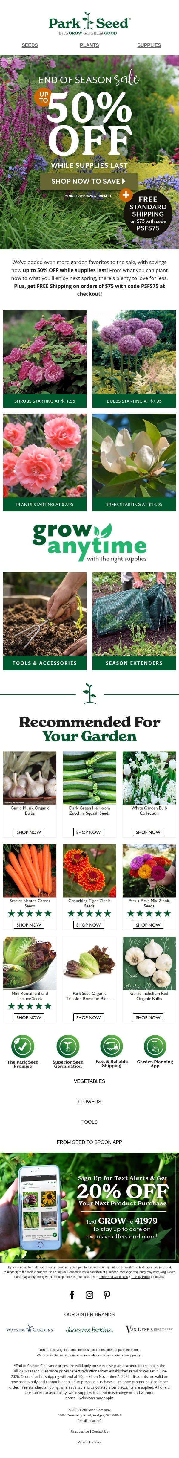 Love It? Grab It! Up to 50% OFF email from Park Seed screenshot