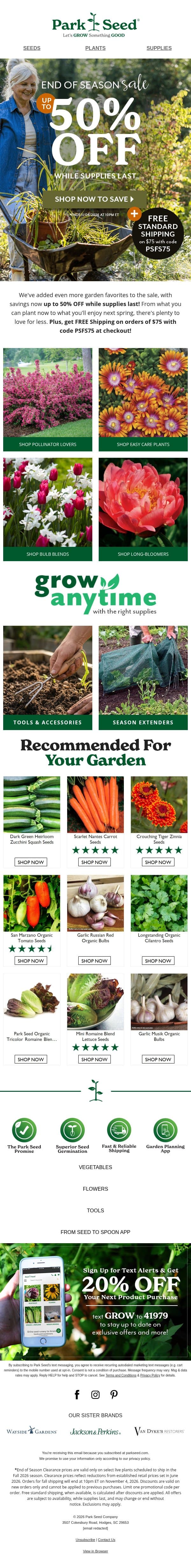 Good Plants. Great Prices. Up to 50% OFF! email from Park Seed screenshot