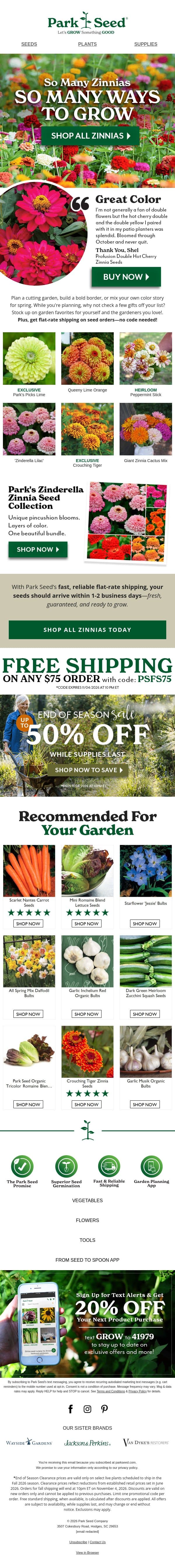 80+ Zinnias to Grow, Gift & Love! ๐ email from Park Seed screenshot