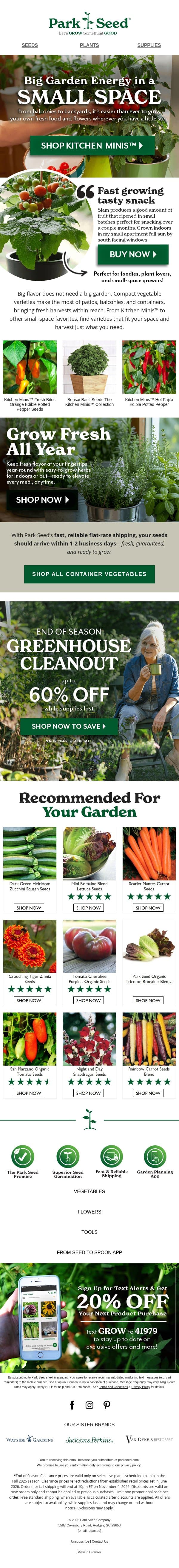 Grow Your Own Fresh Flavor This Winter! email from Park Seed screenshot