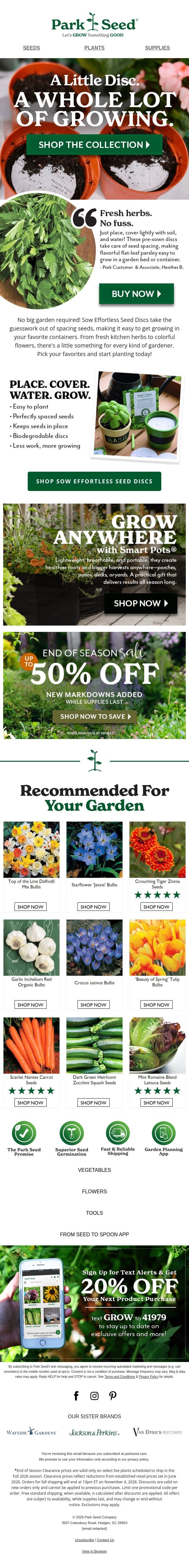 Sow Easy, Saturday! (with extra savings inside) email from Park Seed screenshot