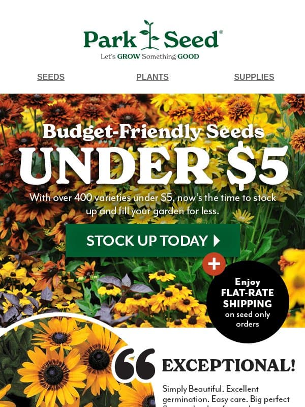 Your Fall Seed Haul Starts Under $5 email from Park Seed