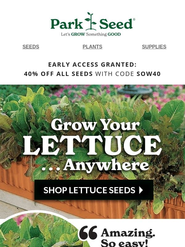 Psst...Secret Savings Inside, Just for You! email from Park Seed