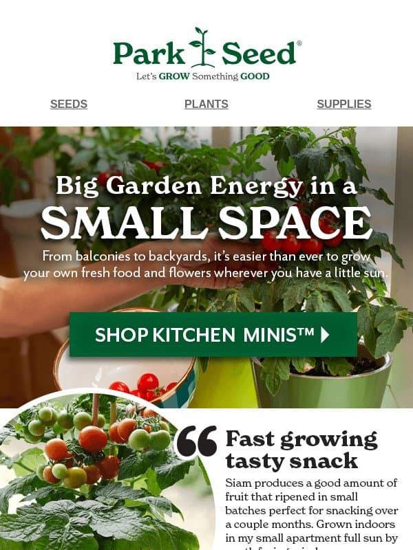Grow Your Own Fresh Flavor This Winter! email from Park Seed