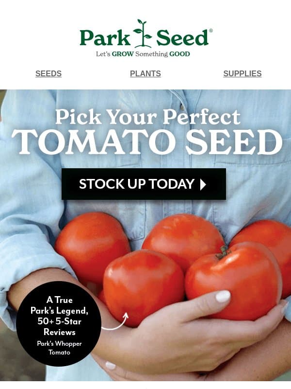 Let’s Talk 🍅 Tomatoes & End of Season Savings! email from Park Seed