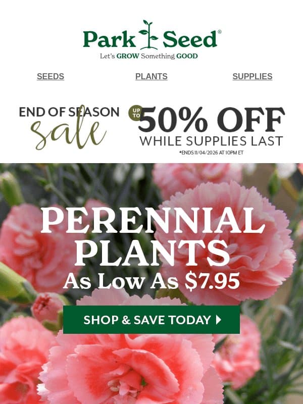 As Low as $7.95?! These Perennials Are a STEAL 🌸 email from Park Seed