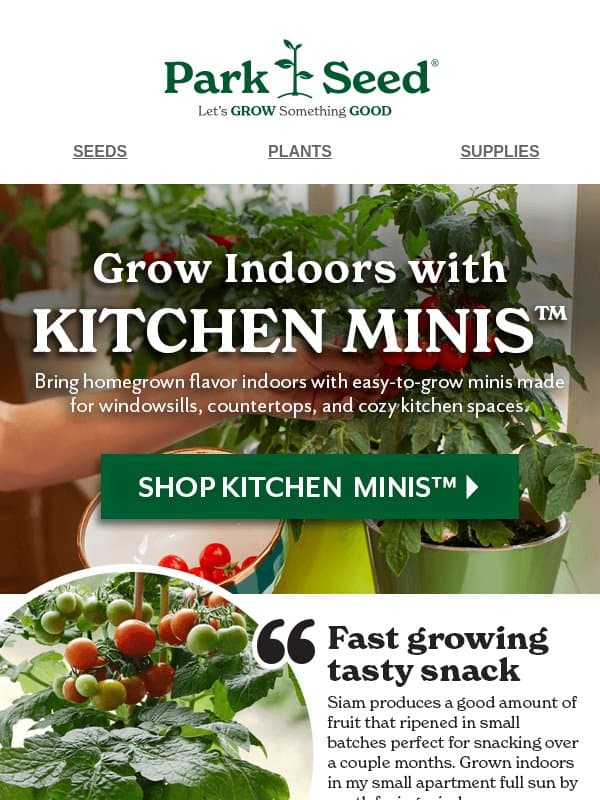 Grow More Indoors & Save email from Park Seed