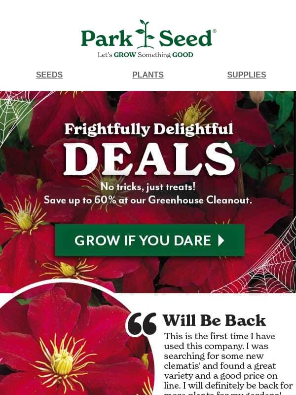 👻 Frightfully Delightful Deals...Open If You Dare... email from Park Seed