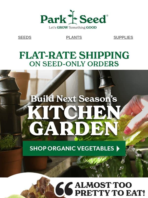 Organic Veggie Seeds. Fresh Possibilities! email from Park Seed