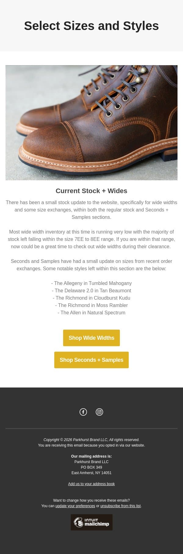 Stock Update 7-16 email from Parkhurst screenshot
