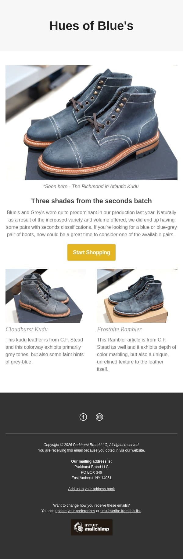 From The Warehouse email from Parkhurst screenshot