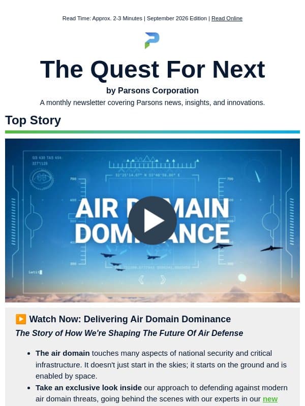 🎥 An Inside Look: How We're Dominating Air Defense email from Parsons Corporation